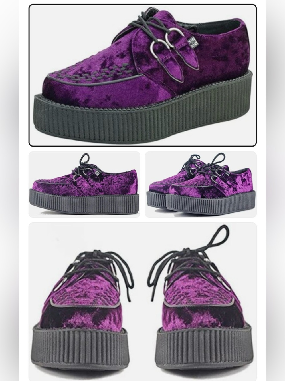 TUK Sz 9 Mondo Viva Creepers Violet Purple Velvet Platform punk festival NEW